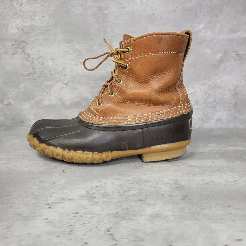 Vintage LL Bean‎ Boots Womens 7 Brown Maine Hunting Shoe Unlined Leather Duck